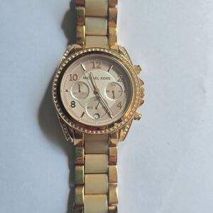 Michael Kors Gold and Cream Chronograph Watch
